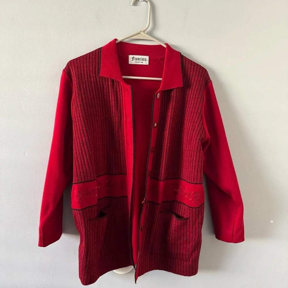 Red Button-Up Cardigan - Picture 3 of 3